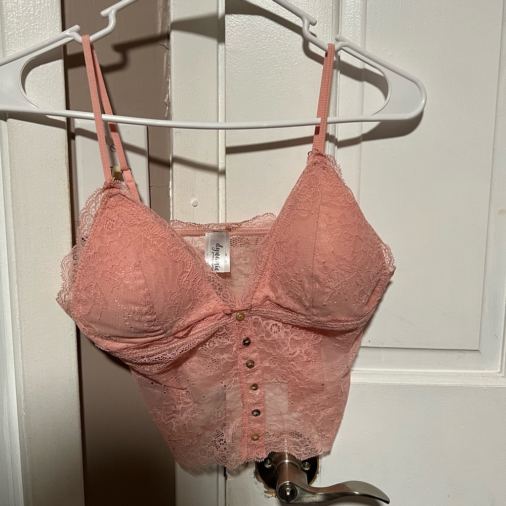 Pink lace crop top